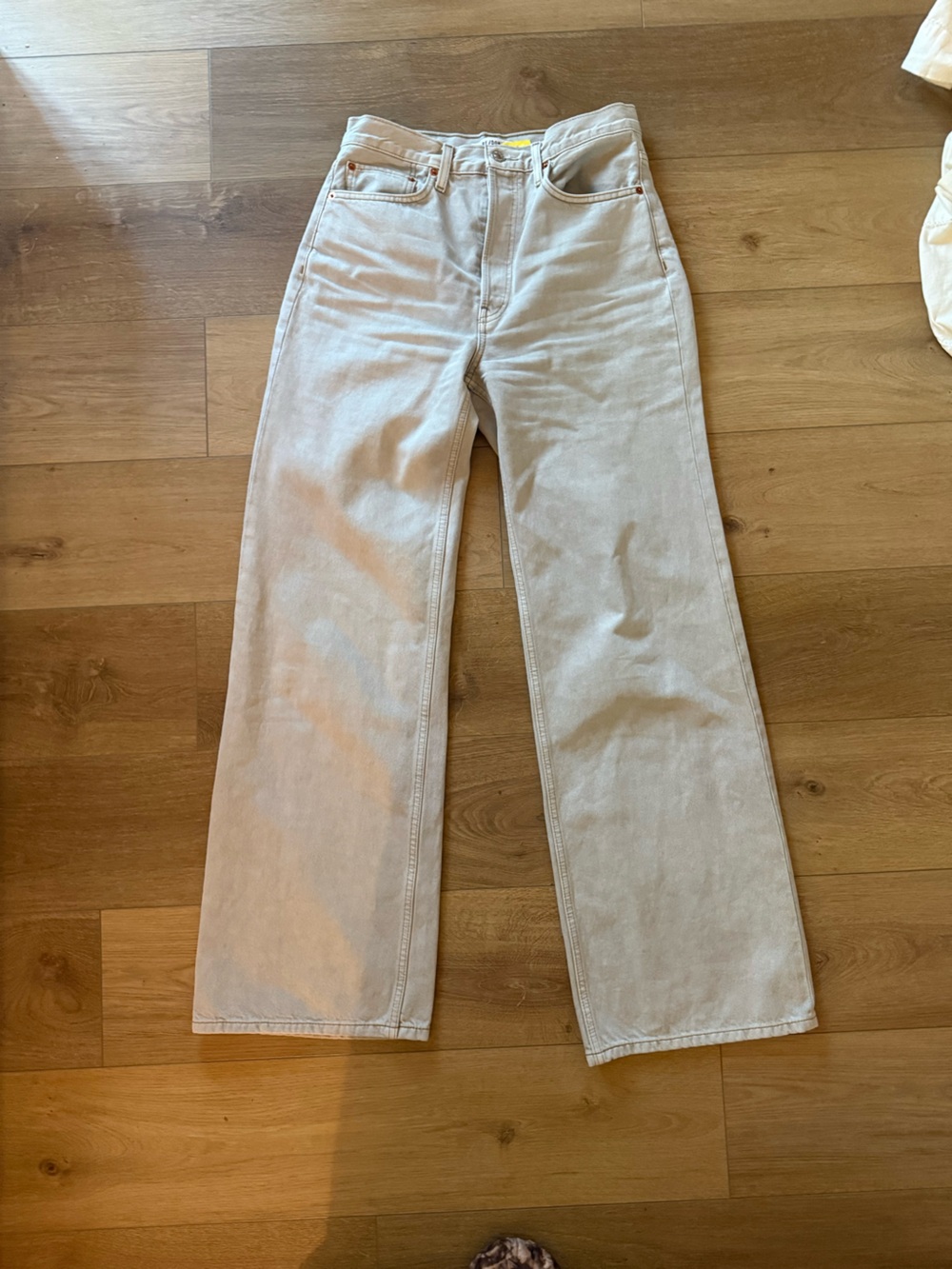 REDONE High-Waist Wide Leg Jeans in Light Gray